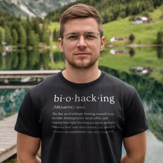 Biohacking Definition T-Shirt – Ironisches Science Design | Minimalistisches Statement Shirt | Humorvolles Biohacking T-Shirt | Unisex T-Shirt