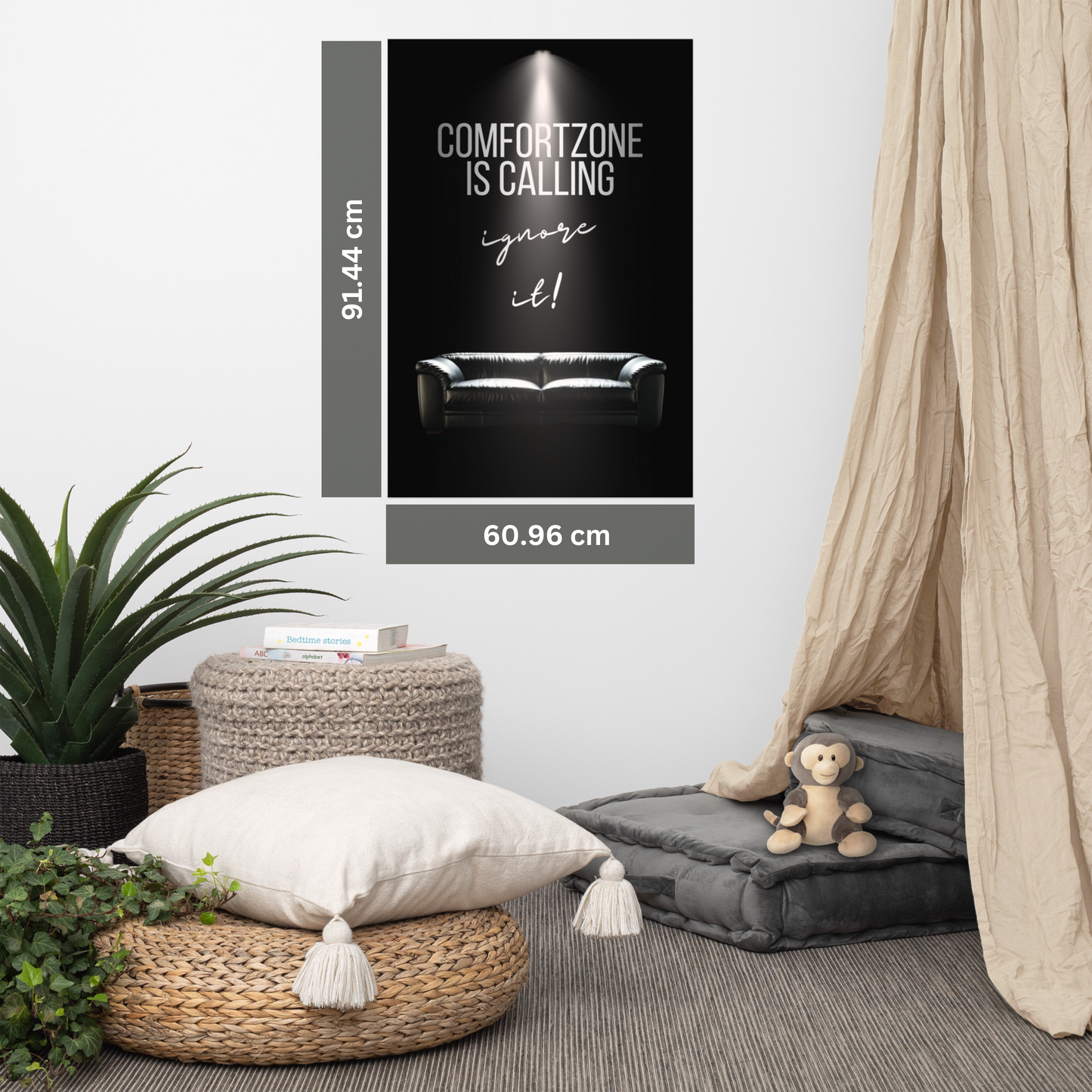 Poster „Comfort Zone is Calling – Ignore It!“ | Motivationsposter für Büro, Homeoffice, Fitnessraum, Wohnzimmer | Inspiration | Ungerahmt