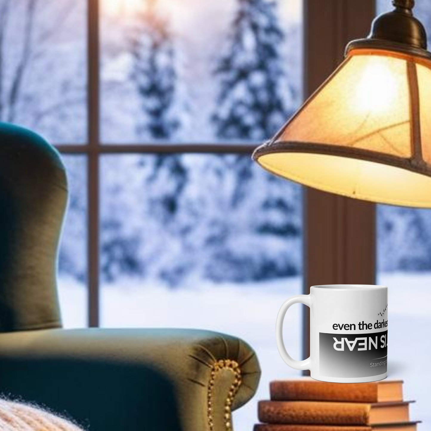 Motivations-Tasse „Even the Darkest Shadow whispers: The light is near“ – Kaffeetasse | Macher, Abenteurer, Reisende | Natur | Keramik