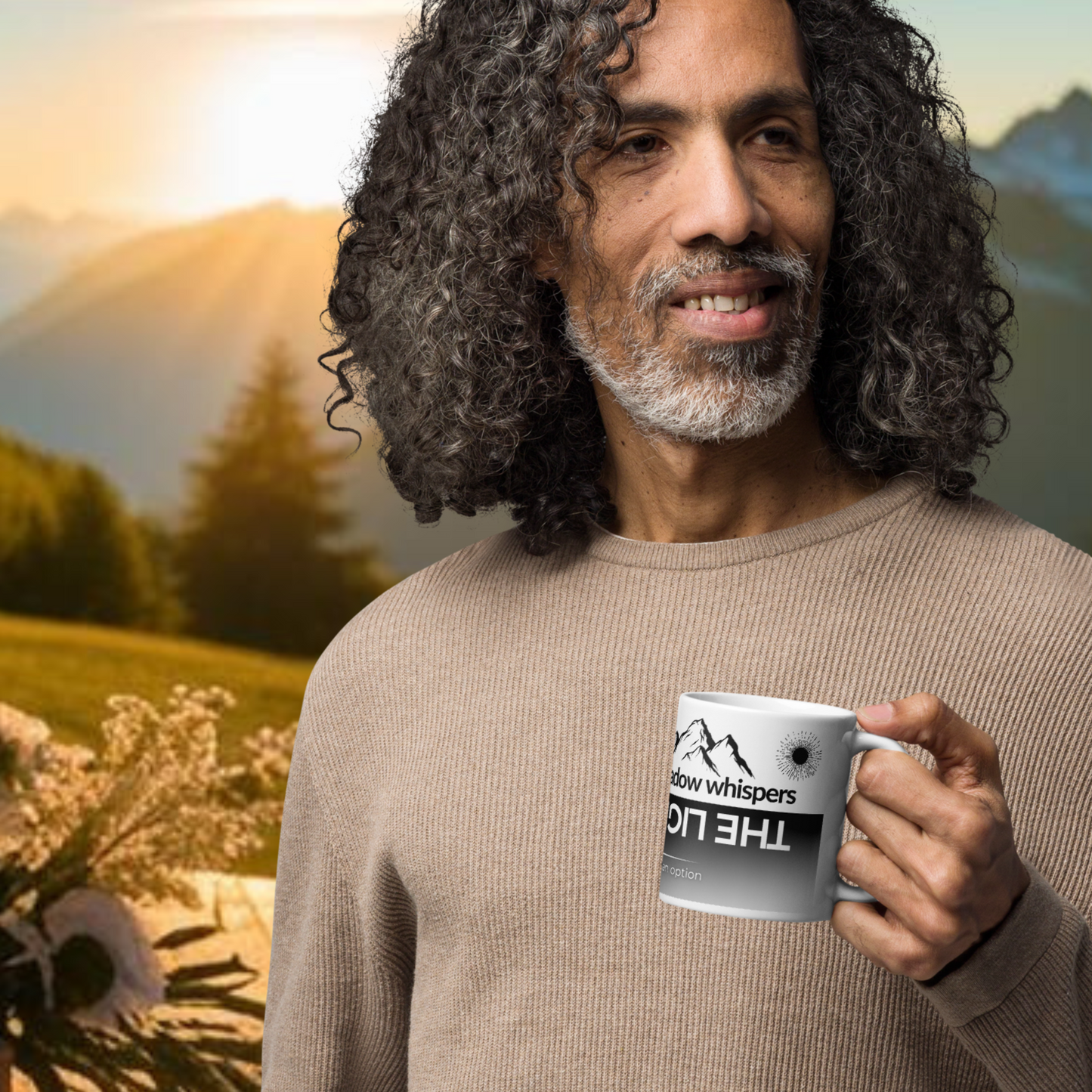 Motivations-Tasse „Even the Darkest Shadow whispers: The light is near“ – Kaffeetasse | Macher, Abenteurer, Reisende | Natur | Keramik