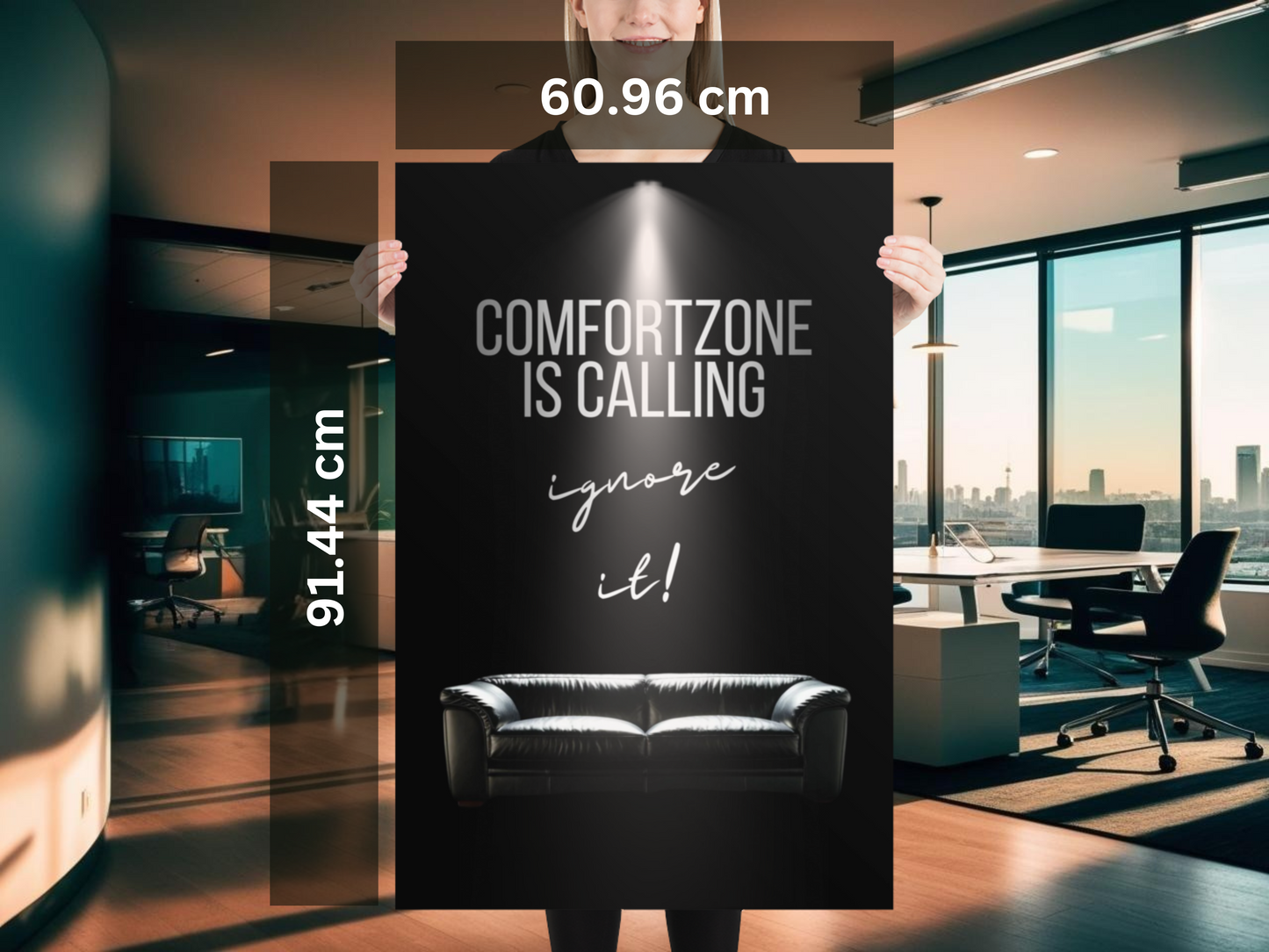 Poster „Comfort Zone is Calling – Ignore It!“ | Motivationsposter für Büro, Homeoffice, Fitnessraum, Wohnzimmer | Inspiration | Ungerahmt