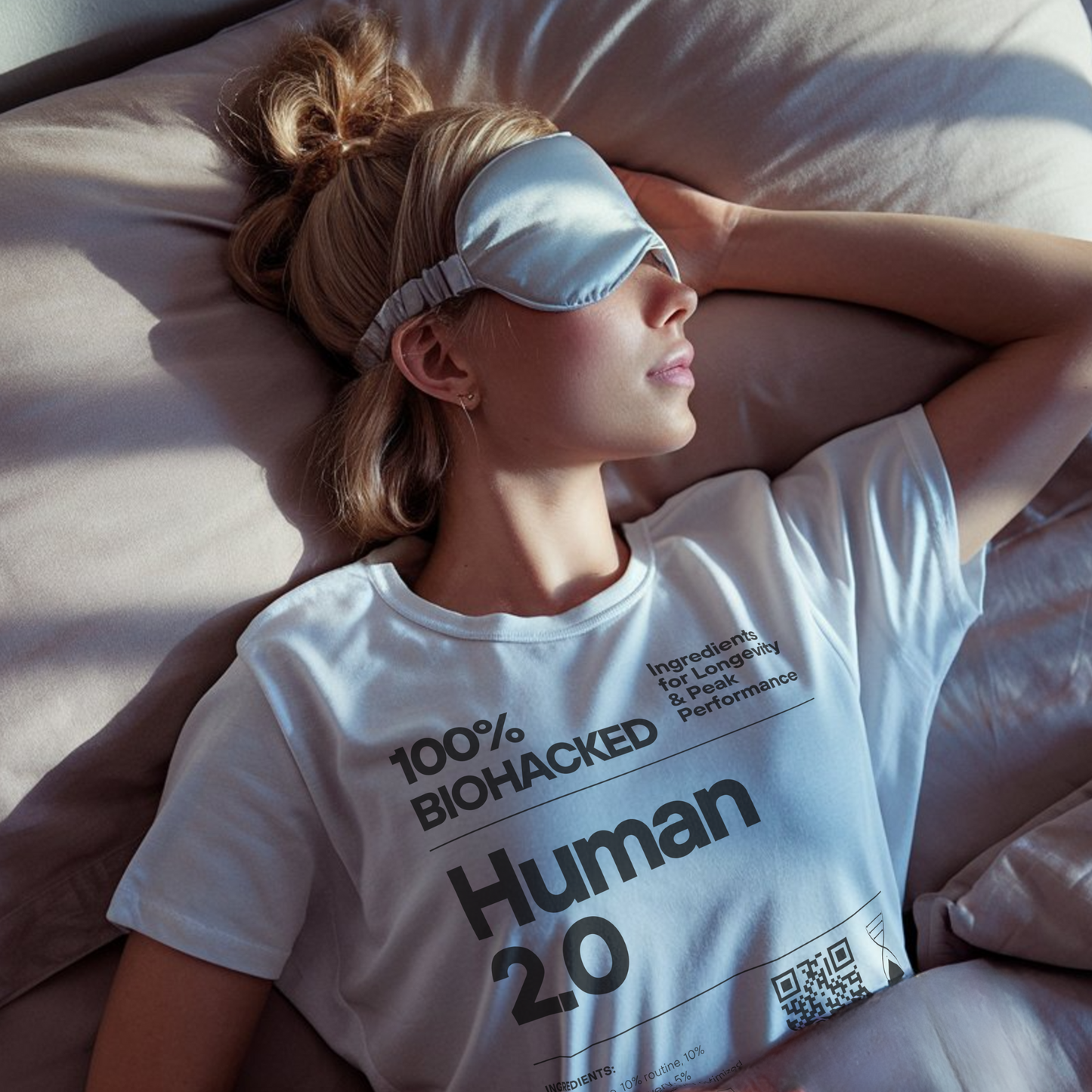 100% Biohacked Human 2.0 T-Shirt – Science Design | Mindset Kleidung | Minimalistisches Statement Shirt | Biohacking