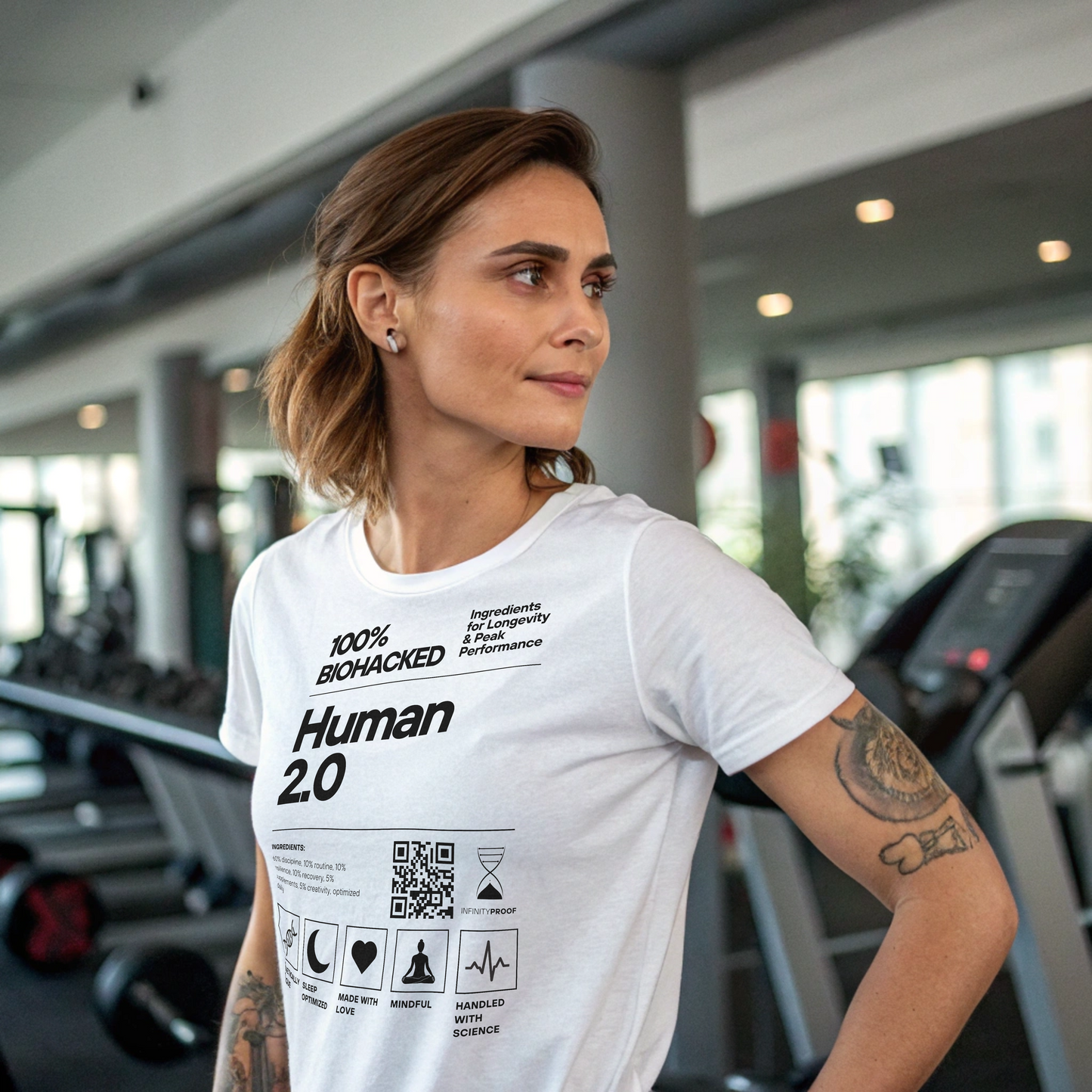 100% Biohacked Human 2.0 T-Shirt – Science Design | Mindset Kleidung | Minimalistisches Statement Shirt | Biohacking