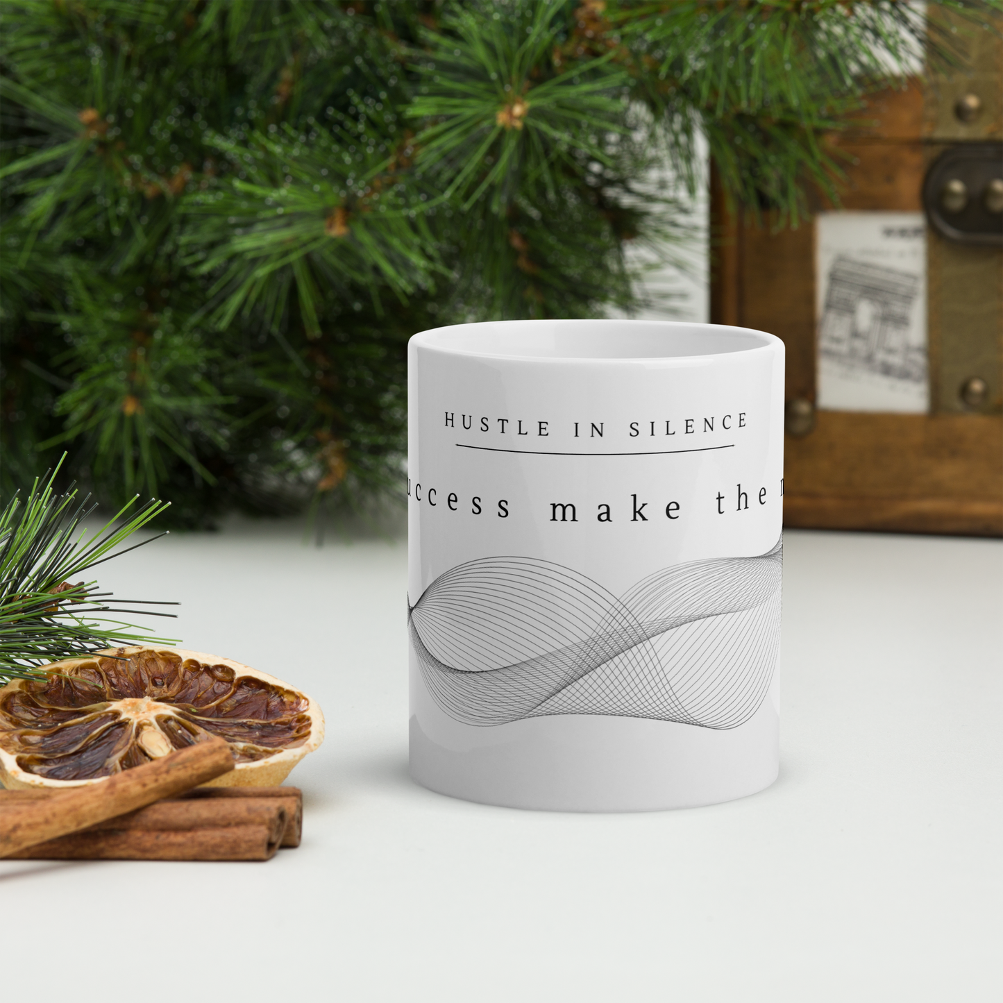 Hustle in Silence - Let success make the noise Tasse – Minimalistisch | inspirierende Botschaft | Kaffeeliebhaber | weißer Keramikbecher