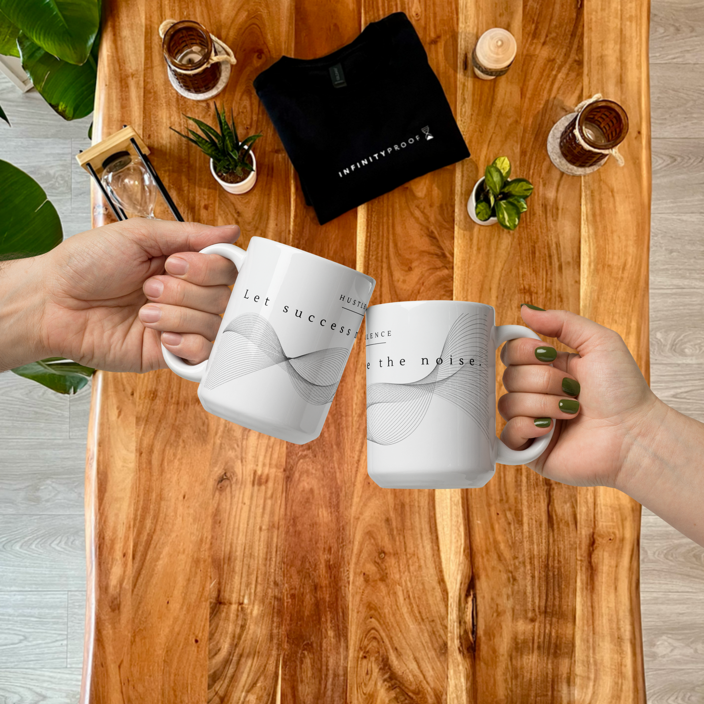 Hustle in Silence - Let success make the noise Tasse – Minimalistisch | inspirierende Botschaft | Kaffeeliebhaber | weißer Keramikbecher