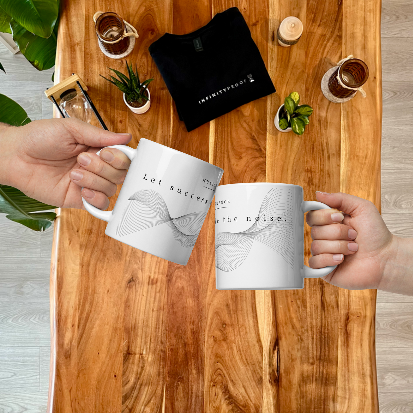 Hustle in Silence - Let success make the noise Tasse – Minimalistisch | inspirierende Botschaft | Kaffeeliebhaber | weißer Keramikbecher