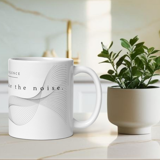 Hustle in Silence - Let success make the noise Tasse – Minimalistisch | inspirierende Botschaft | Kaffeeliebhaber | weißer Keramikbecher
